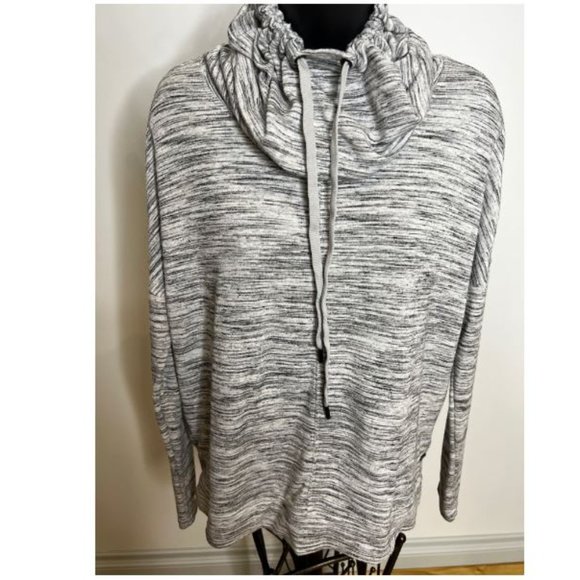 DKNY Womens Cowl Neck Sweater Long Sleeve Drawstring Size S Heather Gray - Picture 1 of 5